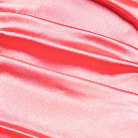 Coral Satin Ruched Halter Bodycon Mini Dress - Picture 7 of 7